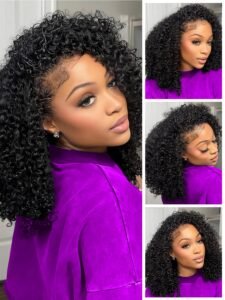 Kinky Curly Half Wig Human Hair 3 In 1 Seamless Flip Over Half Wigs Human Hair Glueless Wear and Go 220 Density Beginner Friendly Drawstring Headband Wig for Women (KC Half Wig, 24 Inch)