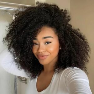 Afro Kinky Curly 3 In 1 Half Wig Human Hair Seamless Flip Over Wear and Go Glueless Wigs Beginner Friendly 180% Density Curly Hair Drawstring Headband Wig 24Inch